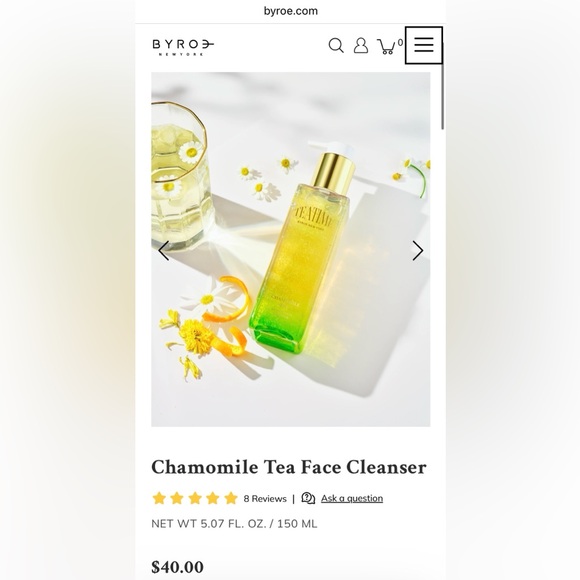 NIB BYROE Chamomile Tea Face Cleanser 150mL/5.07oz factory sealed Full Size - Picture 8 of 9